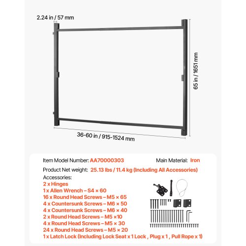 Gate Building Kit Fits 36 to 60 in Wide Openings Up from 6 to 7 ft High