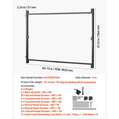 Gate Building Kit Fits 40 to 72 in Wide Openings Up from 4 to 5 ft High