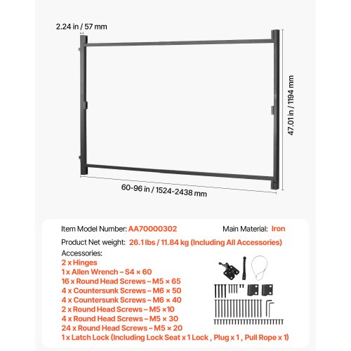 Gate Building Kit Fits 60 to 96 in Wide Openings Up from 4 to 5 ft High