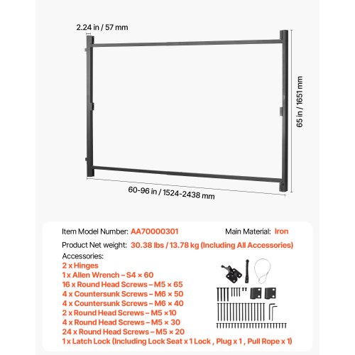 Gate Building Kit Fits 60 to 96 in Wide Openings Up from 6 to 7 ft High