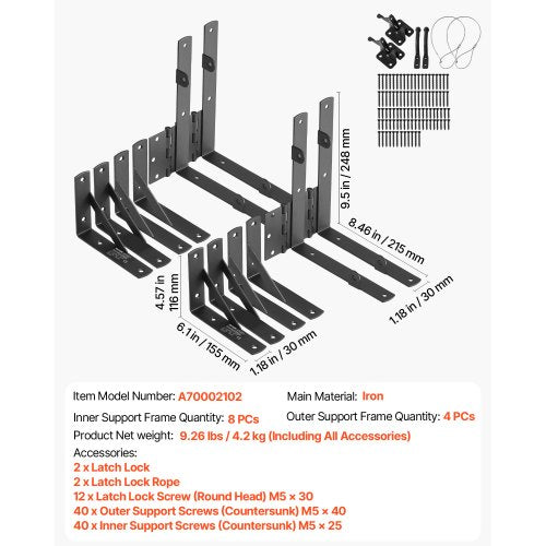 Gate Corner Brace Bracket 2 Sets Anti Sag Gate Frame Hardware Kit Gate