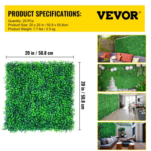 Artificial Boxwood Panels 20 PCS 20x20 Boxwood Hedge Wall Panels PE