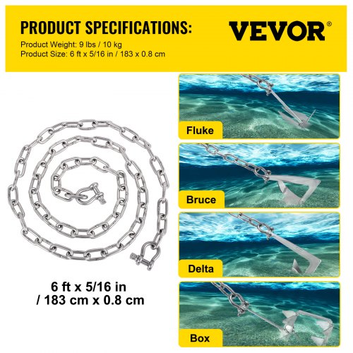 Anchor Chain 6 x 516 316 Stainless Steel Chain 38 Anchor Chain