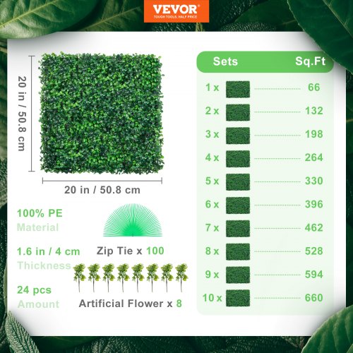 Artificial Boxwood Panel UV 24pcs Boxwood Hedge Wall Panels Artificial Grass