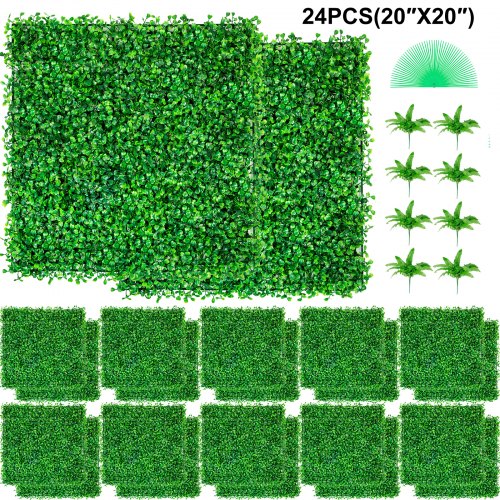 Artificial Boxwood Panel UV 24pcs Boxwood Hedge Wall Panels Artificial Grass