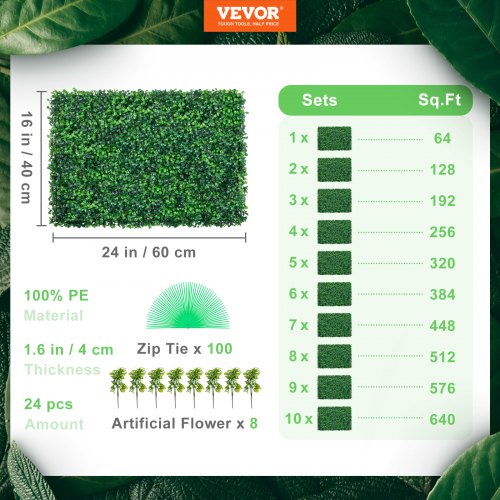 Artificial Boxwood Panel UV 24pcs Boxwood Hedge Wall Panels Artificial Grass
