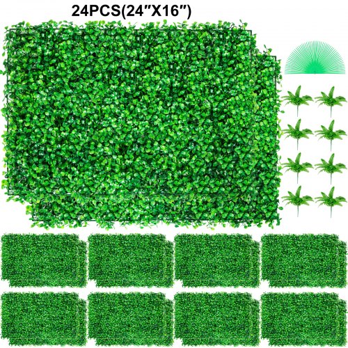 Artificial Boxwood Panel UV 24pcs Boxwood Hedge Wall Panels Artificial Grass