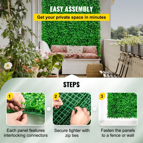 Artificial Boxwood Panel UV 48pcs Boxwood Hedge Wall Panels Artificial Grass