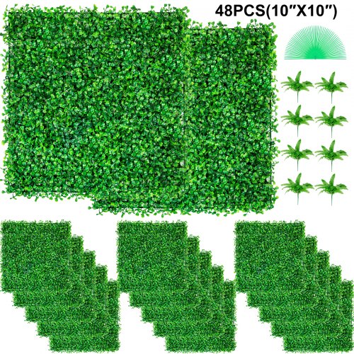 Artificial Boxwood Panel UV 48pcs Boxwood Hedge Wall Panels Artificial Grass
