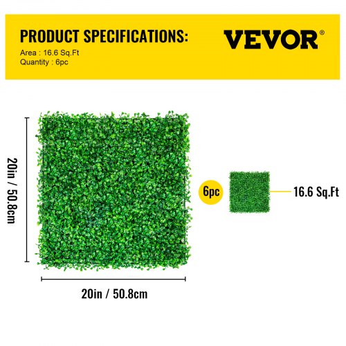 Artificial Boxwood Panel UV 6pcs Boxwood Hedge Wall Panels Artificial Grass