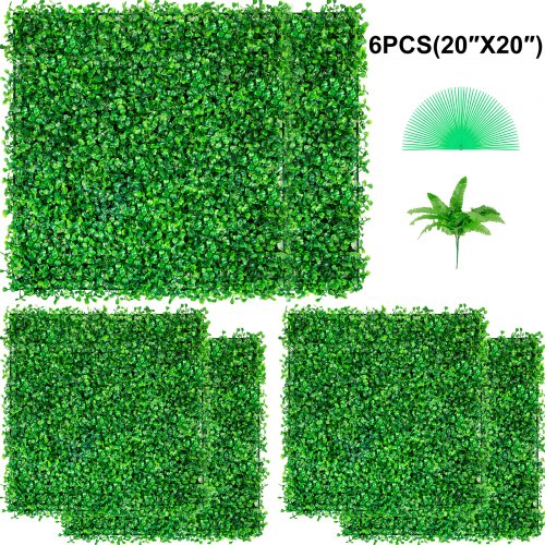 Artificial Boxwood Panel UV 6pcs Boxwood Hedge Wall Panels Artificial Grass