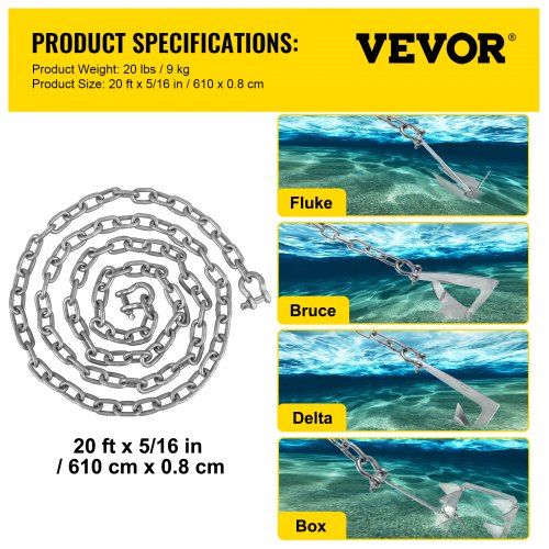 Anchor Chain 20 x 516 Galvanized Steel Chain 38 Anchor Chain Shackle