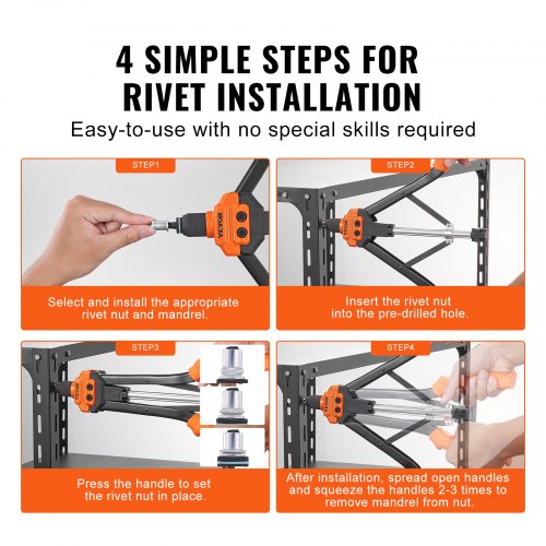 Rivet Nut Tool 16 inch Rivnut Tool Kit with 13PCS Metric and SAE Mandrels