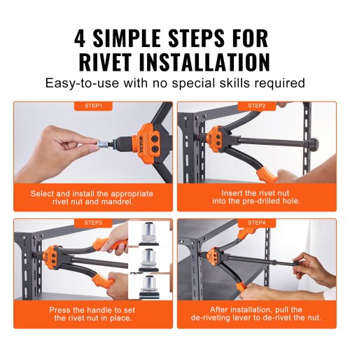 Rivet Nut Tool 14” Rivnut Tool Kit with 7 PCS Metric and SAE Mandrels 70