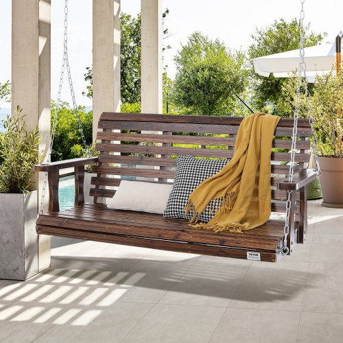 Wooden Porch Swing 4.5 ft Patio bench swing for Courtyard Garden