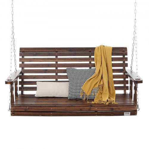 Wooden Porch Swing 4.5 ft Patio bench swing for Courtyard Garden
