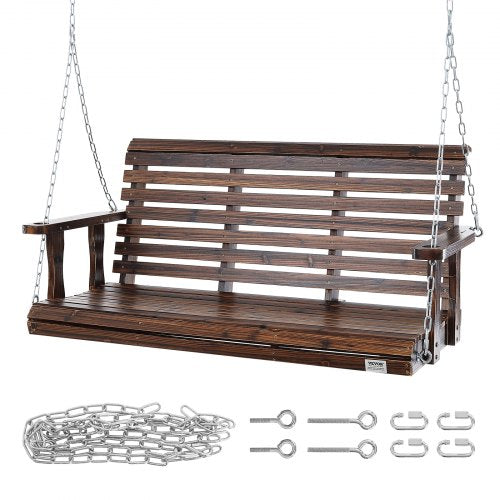 Wooden Porch Swing 4.5 ft Patio bench swing for Courtyard Garden