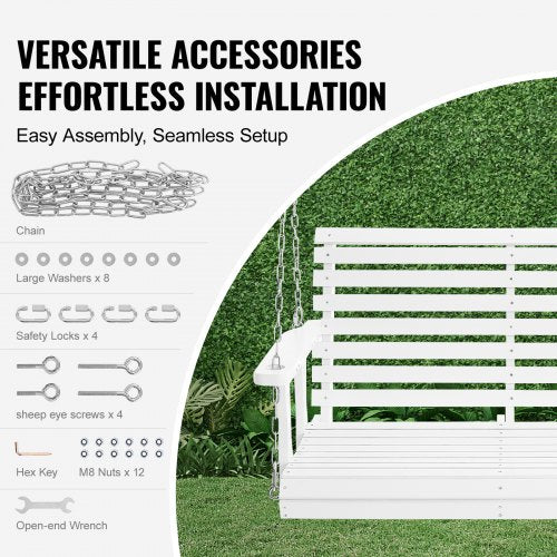 Wooden Porch Swing 4 ft Patio bench swing for Courtyard Garden Upgraded