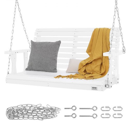 Wooden Porch Swing 4 ft Patio bench swing for Courtyard Garden Upgraded