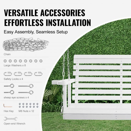 Wooden Porch Swing 5.5 ft Patio bench swing for Courtyard Garden