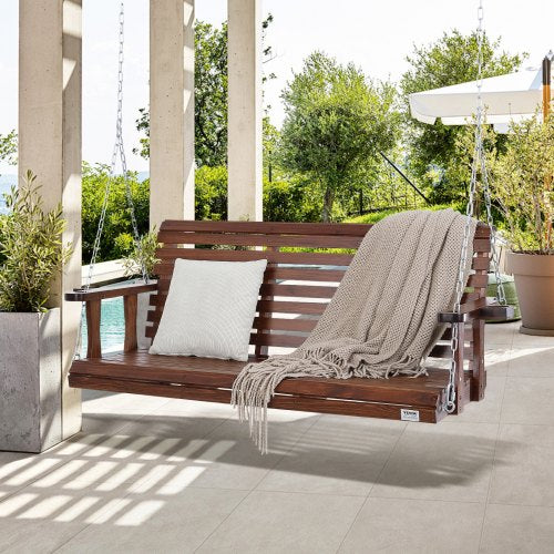 Wooden Porch Swing 5.5 ft Patio bench swing for Courtyard Garden