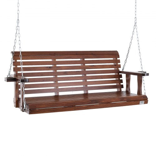 Wooden Porch Swing 5.5 ft Patio bench swing for Courtyard Garden