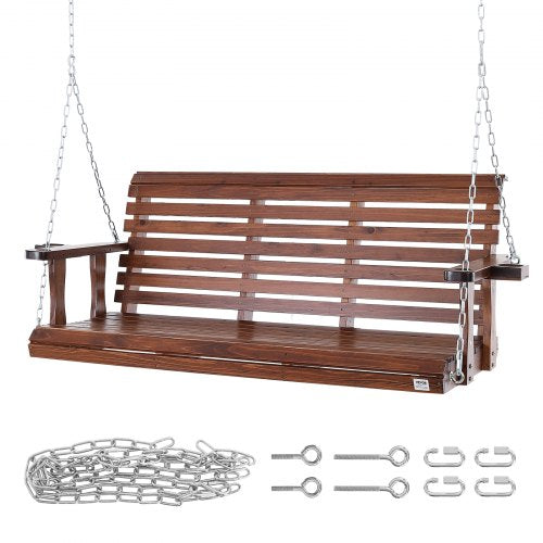 Wooden Porch Swing 5.5 ft Patio bench swing for Courtyard Garden