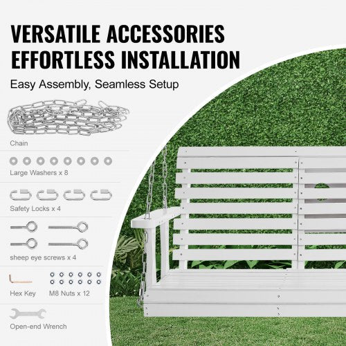 Wooden Porch Swing 5 ft Patio bench swing for Courtyard Garden Upgraded