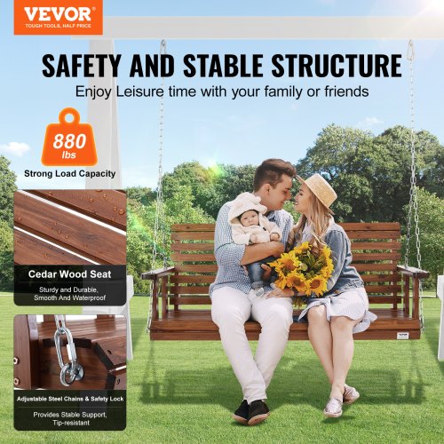 Wooden Porch Swing 5 ft Patio bench swing for Courtyard Garden Upgraded