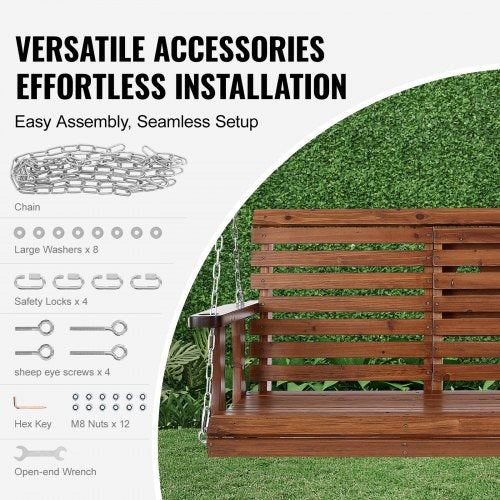 Wooden Porch Swing 5 ft Patio bench swing for Courtyard Garden Upgraded