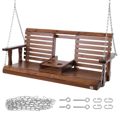Wooden Porch Swing 5 ft Patio bench swing for Courtyard Garden Upgraded