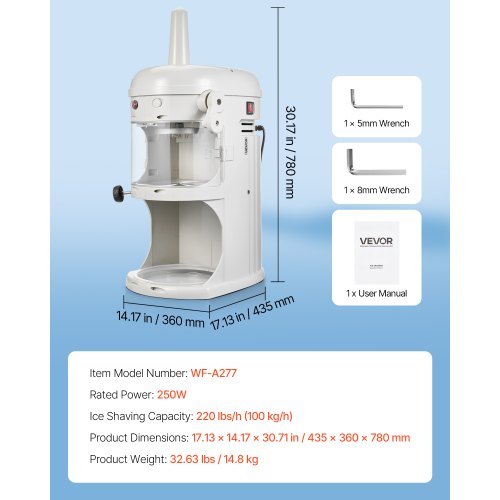 Commercial Ice Shaver Crusher 220lbshr Electric Fluffy Ice Snow Cone