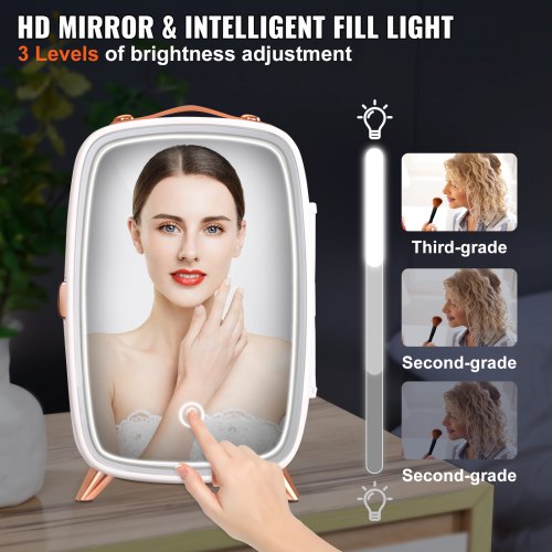 Mini Fridge for Bedroom 6L Luxury Skin Care Fridges with Mirror and LED