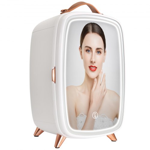Mini Fridge for Bedroom 6L Luxury Skin Care Fridges with Mirror and LED