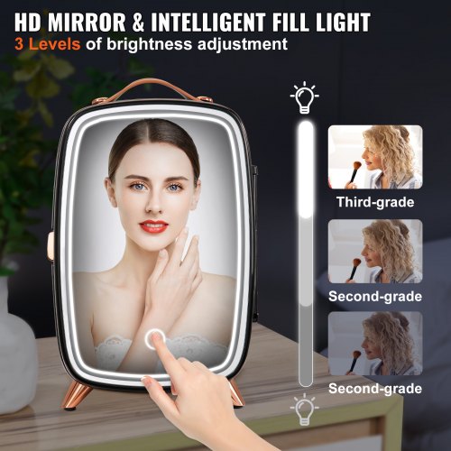 Mini Fridge 6L Skincare Fridge with LED light and HD Mirror ACDC Makeup