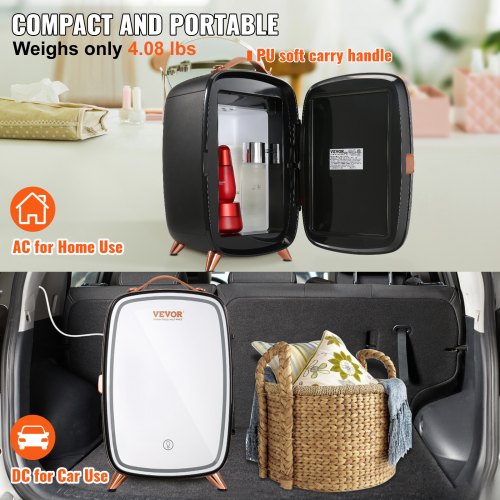 Mini Fridge 6L Skincare Fridge with LED light and HD Mirror ACDC Makeup