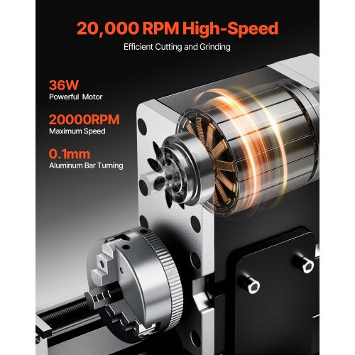 Didactical Mini Metal Lathe Machine 276 x 512 in 36W Power Metal Lathe