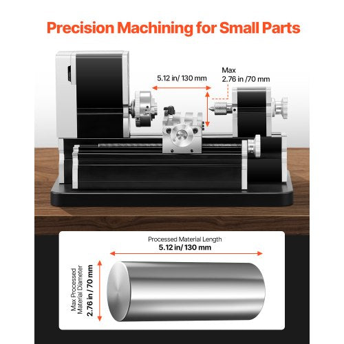 Didactical Mini Metal Lathe Machine 276 x 512 in 36W Power Metal Lathe