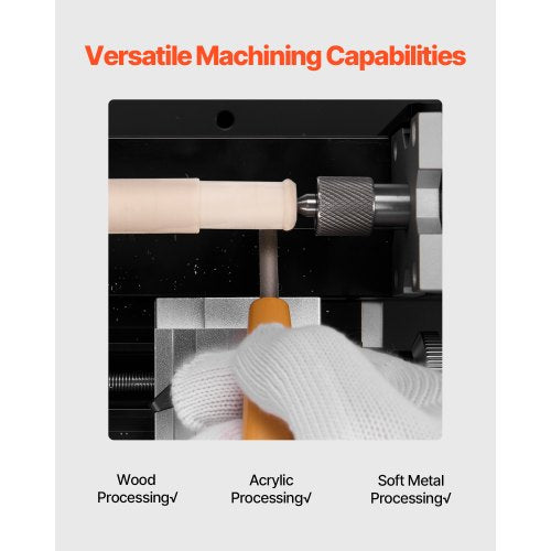 Didactical Mini Metal Lathe Machine 276 x 512 in 36W Power Metal Lathe