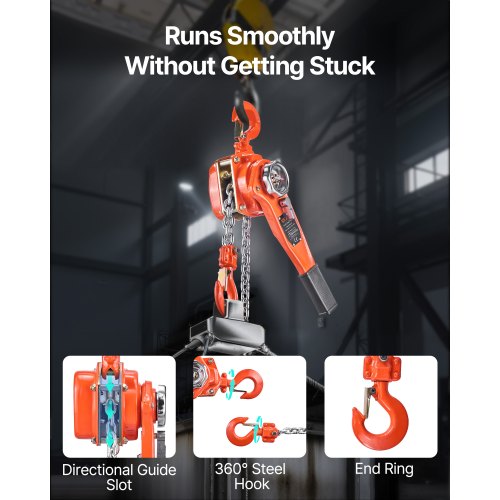 Manual Lever Chain Hoist 34T 1650LBS Capacity Heavy Duty Come Along 10FT