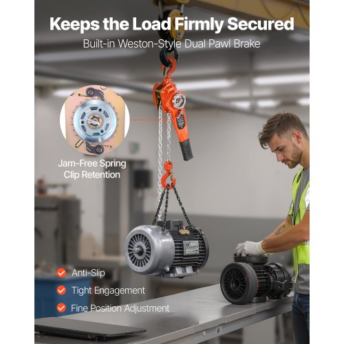Manual Lever Chain Hoist 34T 1650LBS Capacity Heavy Duty Come Along 20FT