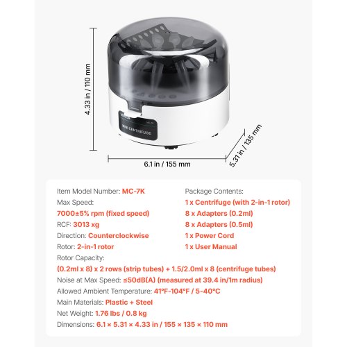 Mini Centrifuge Machine 3013xg RCF Electric Laboratory Centrifuge Machine