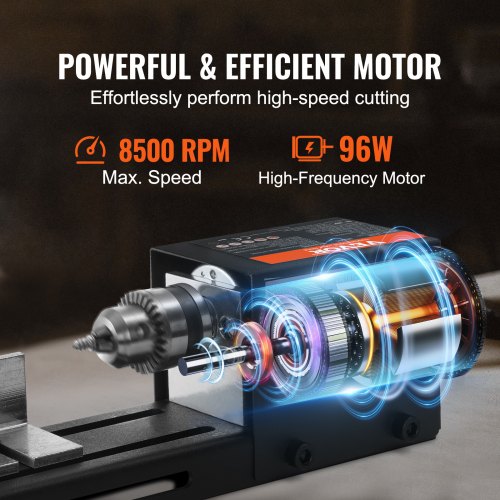 Compact Lathe Machine Dimensions 276 x 6.3 inches 24VDC 96W Includes