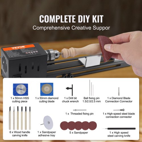 Compact Lathe Machine Dimensions 276 x 6.3 inches 24VDC 96W Includes