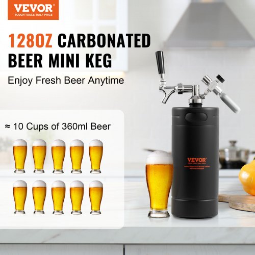 Beer Growler Tap System 128Oz 4L Mini Keg 304 Stainless Steel Pressurized