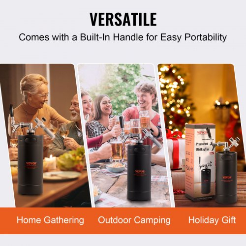 Beer Growler Tap System 128Oz 4L Mini Keg 304 Stainless Steel Pressurized