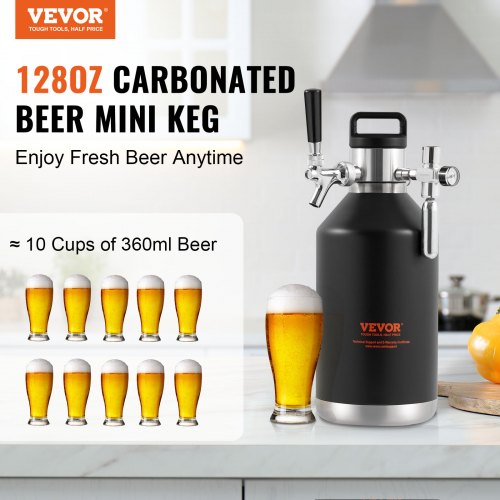 Beer Growler Tap System 128Oz 4L Mini Keg 304 Stainless Steel Pressurized