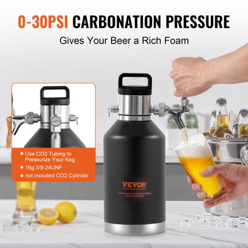 Beer Growler Tap System 128Oz 4L Mini Keg 304 Stainless Steel Pressurized