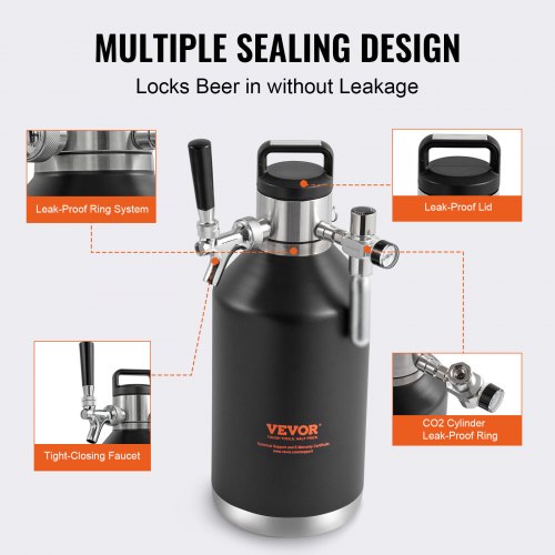 Beer Growler Tap System 128Oz 4L Mini Keg 304 Stainless Steel Pressurized
