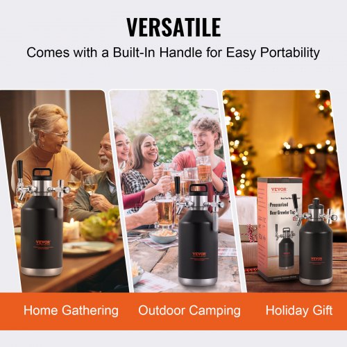 Beer Growler Tap System 128Oz 4L Mini Keg 304 Stainless Steel Pressurized